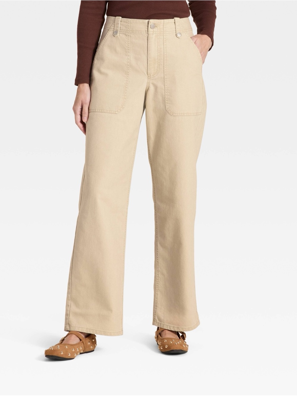 Universal Thread Women’s Mid-Rise Straight Leg Utility Pants Tan Size 4 NWT